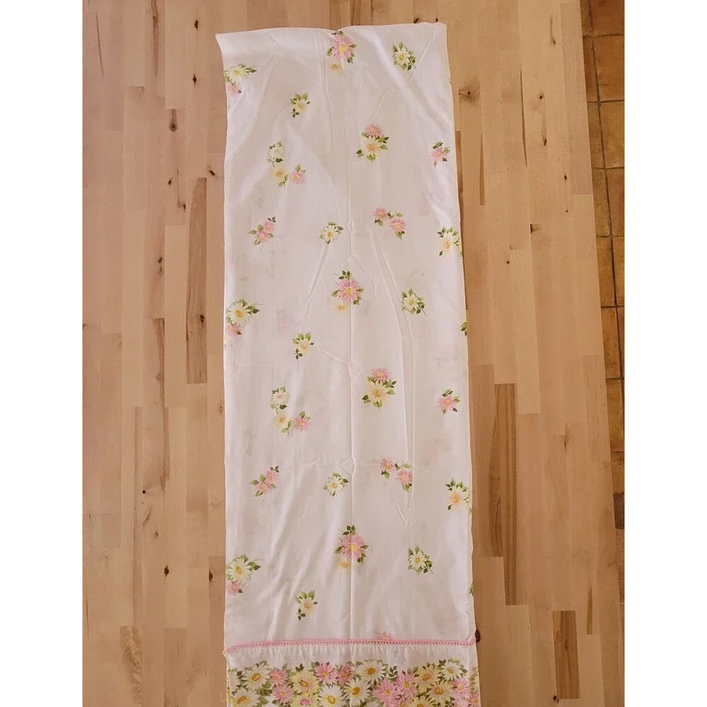 Vintage 70s Morgan Jones Daisy Floral Twin Flat Sheet Lot 2 PCS Cottage Hippie